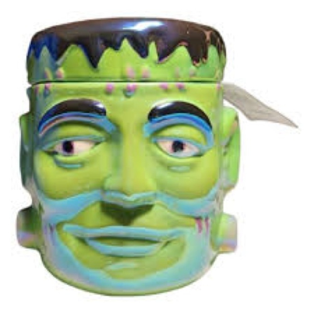 Green Frankenstein oversized candle - bobbing for apples